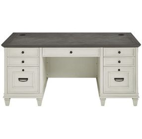 Hartford Antique White And Gray Double Pedestal Home Office Set