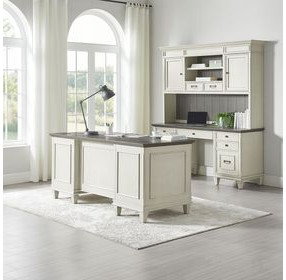 Hartford Antique White And Gray Double Pedestal Desk