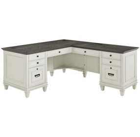 Hartford Antique White And Gray Pedestal Home Office Set