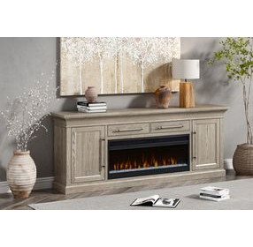 Willow Lane Natural Oak 80" TV Stand with Fireplace and LED