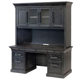 Willow Lane Ebony Black 68" Credenza with Hutch and USB Charging