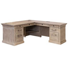 Willow Lane Natural Oak Executive Home Office Set with USB Charging