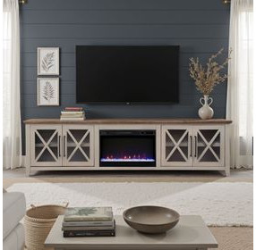 Ithaca Sandstone and Bourbon 96" TV Stand with Fireplace