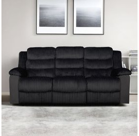 Willow Black 86" Sofa with Dual Recliner