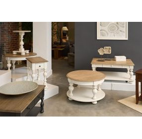 Jameson Pale Taupe and Antique Oak Round End Table
