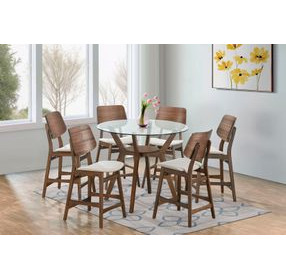 Oscar Walnut 42" Round Glass Top Counter Height Table