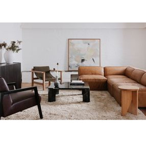 Segment Jetty Black Square Marble Top Coffee Table