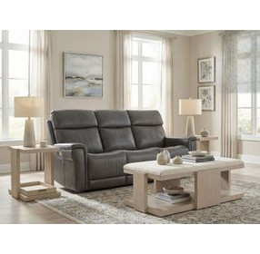 Lyra Sahara Dorian Gray Leather Zero Gravity Power Reclining Sofa With Power Headrest