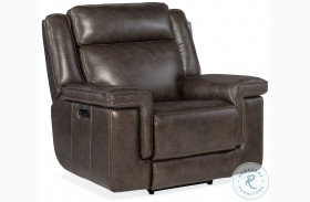 Montel Cosmos Cocao Leather Lay Flat Power Recliner With Power Headrest And Lumbar