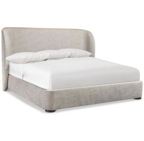 Geneve Beige and Robor Performance Fabric Queen Upholstered Shelter Bed