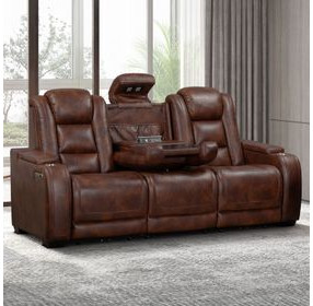 Chester Brown Power Reclining Living Room Set with USB Charging and LED