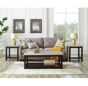 Caleb Espresso Rectangular Marble Top End Table
