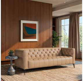 Nicolla Texas Stone Leather Stationary Sofa
