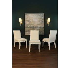 Lanister Matte White Lacquer Performance Fabric Dining Chair
