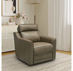 Lara Silk Elephant Leather Dual Power Recliner with Power Tilt Headrest and USB Charging