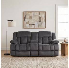Laurelton Charcoal Double Glider Reclining Console Loveseat