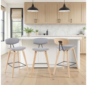 Fox Oak and Gray Upholstered Counter Height Stool