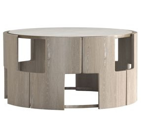 Artifacts Weathered White and Gray Round Marble Top Rhodes Occassional Table Set