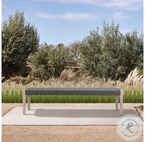 Rhett Light Eucalyptus and Charcoal Rope 71" Outdoor Dining Bench