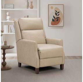 Ledger Cashmere Stone Leather Power Recliner with Power Headrest and USB Charging