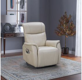 Leighton Laurel Cream Leather Lay Flat Power Lift Recliner with Power Headrest and Power Lumbar