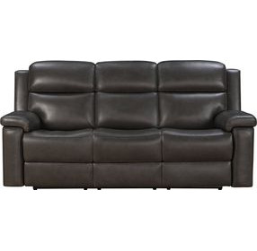 Leon Matteo Smokey Gray Leather Power Reclining Living Room Set with USB Charging