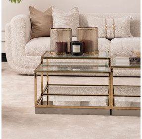 Savannah Breeze Bright Gold Short Cocktail Table Set of 2
