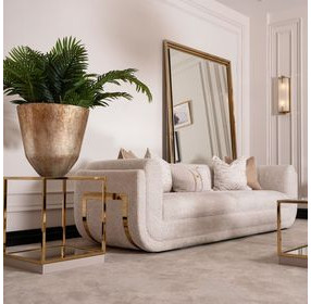 Savannah Breeze Cashmere and Bright Gold Standard 92" Sofa