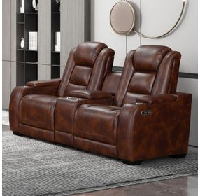 Chester Brown 74" Reclining Console Loveseat with USB Charging