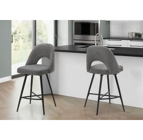 1253 Gray Upholstered Swivel Bar Stool Set of 2