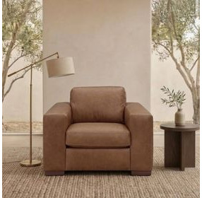 Inglewood Vintage Brown Derby Leather Upholstered Accent Chair