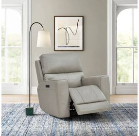 Laredo Cement Leather Zero Gravity Glider Power Recliner with Power Headrest and USB Charging