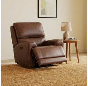 Highland Brown Coffee Leather Zero Gravity Glider Power Recliner with Power Headrest and USB Charging