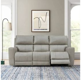 Laredo Cement Leather 87" Zero Gravity Power Reclining Sofa with Fold Down Center Console and USB Charging