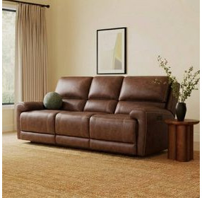 Highland Brown Coffee Leather 90" Zero Gravity Power Reclining Sofa with Power Headrest and USB Charging