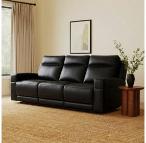 Valley Black Leather 82" Zero Gravity Power Reclining Sofa with Power Headrest and USB Charging
