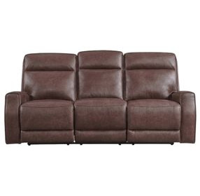 Sydney Brown Heritage Leather Zero Gravity Power Reclining Living Room Set with Power Headrest and USB Charging