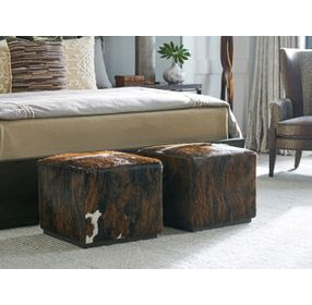 Colby Brown Leather Upholstered Square Ottoman by Barclay Butera