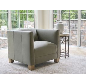 Chandler Green Leather Upholstered Accent Chair by Barclay Butera
