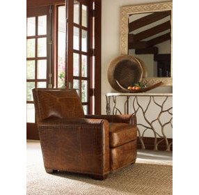 Stirling Park Brown Leather Upholstered Accent Chair with Nailhead Trim