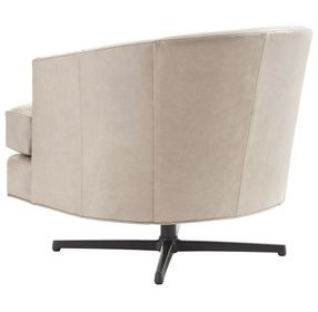 Graves Beige and Charcoal Leather Upholstered Swivel Chair