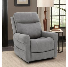 Lloyd Stonewash Dove Performance Fabric Power Lift Recliner with Power Lumbar and USB Charging