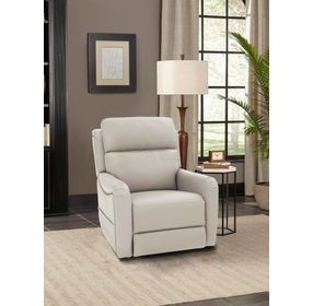 Longview Rainer Dove Leather Power Lift Recliner with Nailhead Trim and USB Charging