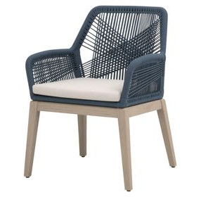 Loom White Performance Fabric Upholstered Outdoor Arm Chair Set of 2