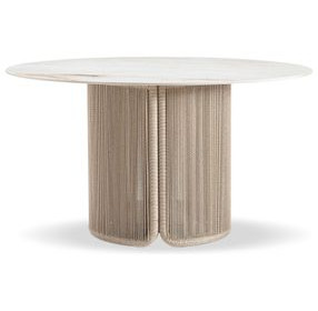 Trellis Brown and Beige 54" Round Outdoor Dining Table