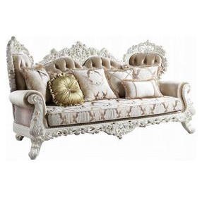 Vanaheim Beige and Gold Living Room Set with Nailhead Trim