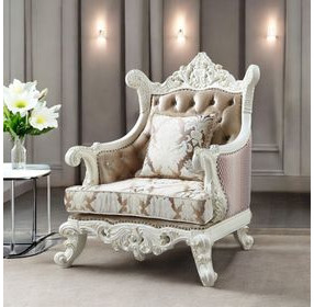 Vanaheim Gold Upholstered Accent Chair with Pillow and Nailhead Trim