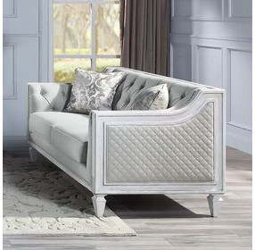 Katia Light Gray 61" Loveseat with Pillow and Nailhead Trim