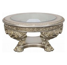 Danae Champagne and Gold Glass Top Occassional Table Set