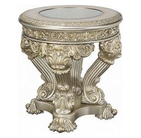 Danae Champagne and Gold Round Glass Top End Table